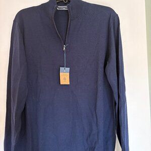 Charles Tyrwhitt Pure Merino Quarter Zip Sweater - Navy (M)